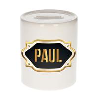 Bellatio Paul naam cadeau spaarpot met gouden embleem - kado verjaardag/ vaderdag/ pensioen/ geslaagd/ bedankt