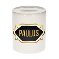 Bellatio Paulus naam cadeau spaarpot met gouden embleem - kado verjaardag/ vaderdag/ pensioen/ geslaagd/ bedankt