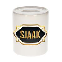 Bellatio Sjaak naam cadeau spaarpot met gouden embleem - kado verjaardag/ vaderdag/ pensioen/ geslaagd/ bedankt