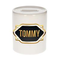 Bellatio Tommy naam cadeau spaarpot met gouden embleem - kado verjaardag/ vaderdag/ pensioen/ geslaagd/ bedankt