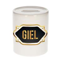 Bellatio Giel naam cadeau spaarpot met gouden embleem - kado verjaardag/ vaderdag/ pensioen/ geslaagd/ bedankt