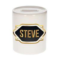 Bellatio Steve naam cadeau spaarpot met gouden embleem - kado verjaardag/ vaderdag/ pensioen/ geslaagd/ bedankt