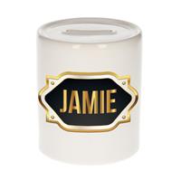 Bellatio Jamie naam cadeau spaarpot met gouden embleem - kado verjaardag/ vaderdag/ pensioen/ geslaagd/ bedankt