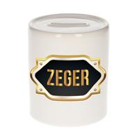 Bellatio Zeger naam cadeau spaarpot met gouden embleem - kado verjaardag/ vaderdag/ pensioen/ geslaagd/ bedankt