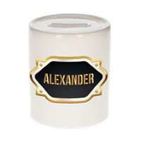 Bellatio Alexander naam cadeau spaarpot met gouden embleem - kado verjaardag/ vaderdag/ pensioen/ geslaagd/ bedankt