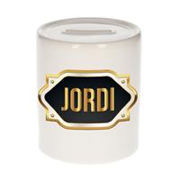 Bellatio Jordi naam cadeau spaarpot met gouden embleem - kado verjaardag/ vaderdag/ pensioen/ geslaagd/ bedankt