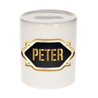 Bellatio Peter naam cadeau spaarpot met gouden embleem - kado verjaardag/ vaderdag/ pensioen/ geslaagd/ bedankt