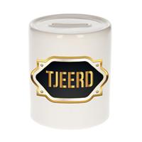 Bellatio Tjeerd naam cadeau spaarpot met gouden embleem - kado verjaardag/ vaderdag/ pensioen/ geslaagd/ bedankt