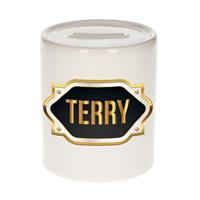 Bellatio Terry naam cadeau spaarpot met gouden embleem - kado verjaardag/ vaderdag/ pensioen/ geslaagd/ bedankt