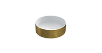 Douchebakkenopmaat.nl Keramische ronde opbouw waskom Cylindrico ø36cm goudkleurig met witte binnenzijde