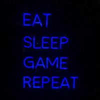Groenovatie LED Neon Bord EAT SLEEP GAME REPEAT, Incl. Adapter, 39x50cm, Blauw