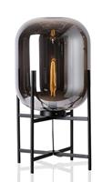 Groenovatie Smoke Glazen Tafellamp XL, Metaal, E27 Fitting, ℃34x74cm, Zwart