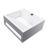 Douche Concurrent Fontein Wiesbaden Julia Rechthoek 30x28x12,5cm Solid Surface Mat Wit met Handdoekhouder