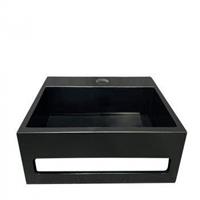 Douche Concurrent Fontein Wiesbaden Julia Rechthoek 30x28x12,5cm Solid Surface Mat Zwart met Handdoekhouder