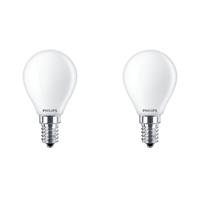 PHILIPS - LED Lamp - Set 2 Stuks - Classic Lustre 827 P45 FR - E14 Fitting - 4.3W - Warm Wit 2700K | Vervangt 40W