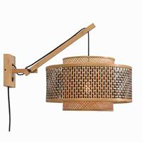 GOOD&MOJO Wandlamp Bhutan - Bamboe|Zwart - 57x50x50cm