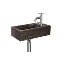 Douche Concurrent Fonteinset Matera Rechthoek Rechts 40x23x10.5cm Hardsteen Zwart Toiletkraan Clickwaste Sifon Chroom