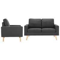 vidaXL Sofa 2-tlg Sofagarnitur Stoff Dunkelgrau Couch-Garnitur