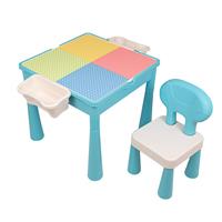 Kindertafel - Speeltafel met 1 Stoel & bouwplaat (Voor Lego & Duplo blokken) Bouwtafel - Watertafel - Boekenhouder