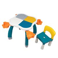 Kindertafel met 1 Stoeltje - Speeltafel met bouwplaat en vlakke kant - Geschikt voor Lego & Duplo Bouwstenen