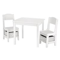 Kindertafel met stoeltjes van hout – 1 tafel en 2 stoelen voor kinderen - Wit