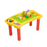 Decopatent Kindertafel Bouwtafel - Speeltafel met bouwplaat (Voor Duplo blokken) en vlakke kant - 3 Vakken - Met 90 Bouwstenen