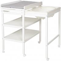 Roba Badstandaard/commode Stijl, babyzwembad, wit inclusief uittrekbare badkuip en aankleedkussen zilvergrijs