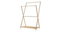 Decopatent Staand Kledingrek met 1 Legplank en 2 Hangstangen - Kledingstandaard - Garderobe slaapkamer - Bamboe hout - 70x55x150