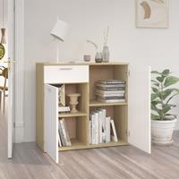 vidaXL Dressoir 80x36x75 cm spaanplaat wit en sonoma eikenkleurig