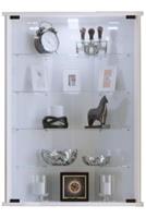 VCM Eckvitrine Wandvitrine Sammelvitrine Glasvitrine Wand Vitrine Regal Schrank Hängevitrine Vecko weiß