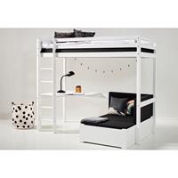 Hoppekids Loft Bed Basic Mega wit met loungemodule en bureau Wit