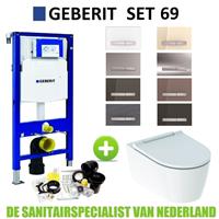 Geberit UP320 Toiletset set69 ONE Rimless Diepspoel Turboflush Wit met Sigma 50 drukplaat