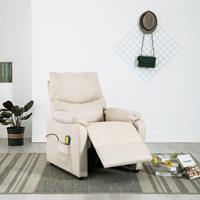 vidaXL Massagestoel elektrisch stof crèmekleurig