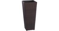 GoodVibes Plantenbak van Polyrattan 28x28x60 cm voor binnen en buiten - Donkerbruin
