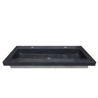 Wiesbaden Wastafel  B-Stone 120x46x5 cm met 2 Kraangaten Hardsteen Zwart