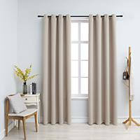 Vidaxl Gordijn Verduisterend Met Metalen Ringen 2 St 140x245 Cm Beige