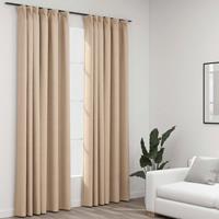 VidaXL Gordijnen Linnen-look Verduisterend Haken 2 St 140x245 Cm Beige