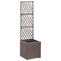 vidaxl Hochbeet mit Rankgitter 1 Topf 30x30x107 cm Poly Rattan Braun