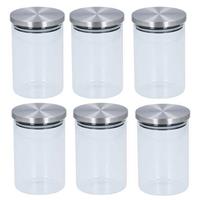 6x Glazen Snoeppot / Voorraadpot 15 Cm - 800 Ml - Voorraadbussen Met Deksel