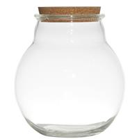 Glazen Voorraadpot/snoeppot/terrarium Vaas Van 19 X 21.5 Cm Met Kurk Dop - Bewaarpot/opslagpot