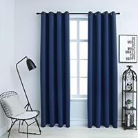 Vidaxl Gordijn Verduisterend Met Metalen Ringen 2 St 140x175 Cm Blauw