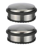 2x Stuks Deurstoppers Rond Metaal 10 X 4 Cm - Deurstop/deurvastzetter