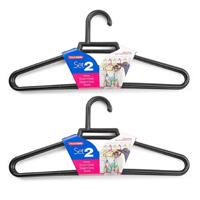 Set Van 12x Stuks Kunststof Kledinghangers Zwart 41 Cm - Kledingkast - Kleding Ophangen - Kleerhangers