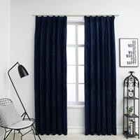 Vidaxl Gordijnen Verduisterend 2 St Met Haken 140x245 Cm Fluweel Blauw