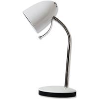 Led Bureaulamp - Aigi Wony - E27 Fitting - Flexibele Arm - Rond - Glans Wit