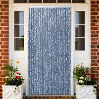 Vliegengordijn 100x220 cm chenille blauw, wit en zilver