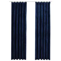 Vidaxl Gordijnen Verduisterend 2 St Met Haken 140x175 Cm Fluweel Blauw