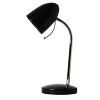 Led Bureaulamp - Aigi Wony - E27 Fitting - Flexibele Arm - Rond - Glans Zwart