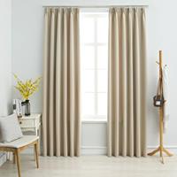 Gardine Verdunkelungsvorhänge mit Haken 2 Stk Beige 140x175cm, vidaXL