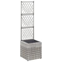 Vidaxl Latwerkplantenbak Verhoogd Met 1 Pot 30x30x107 Cm Rattan Grijs